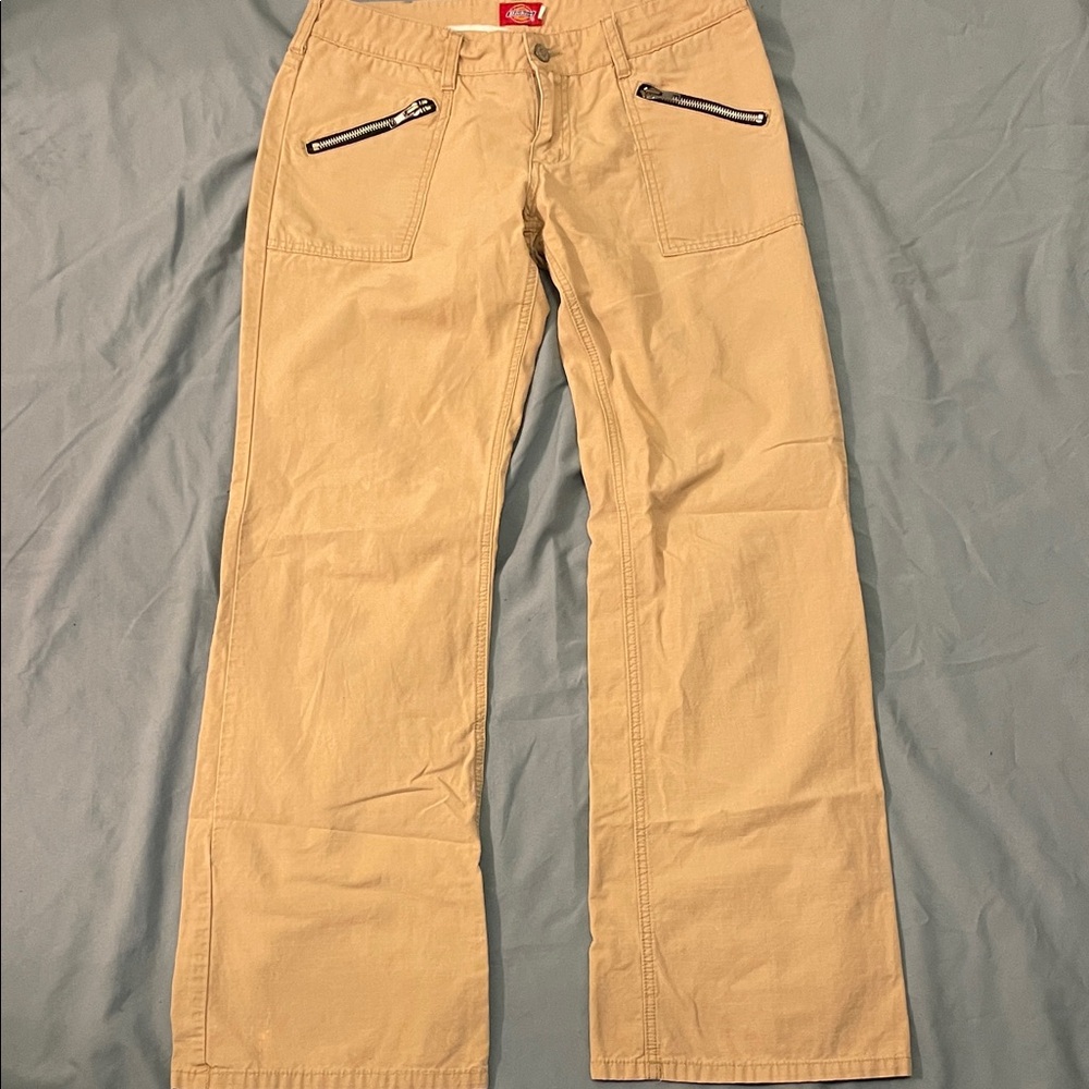 Tan Pants with Zipper Pockets